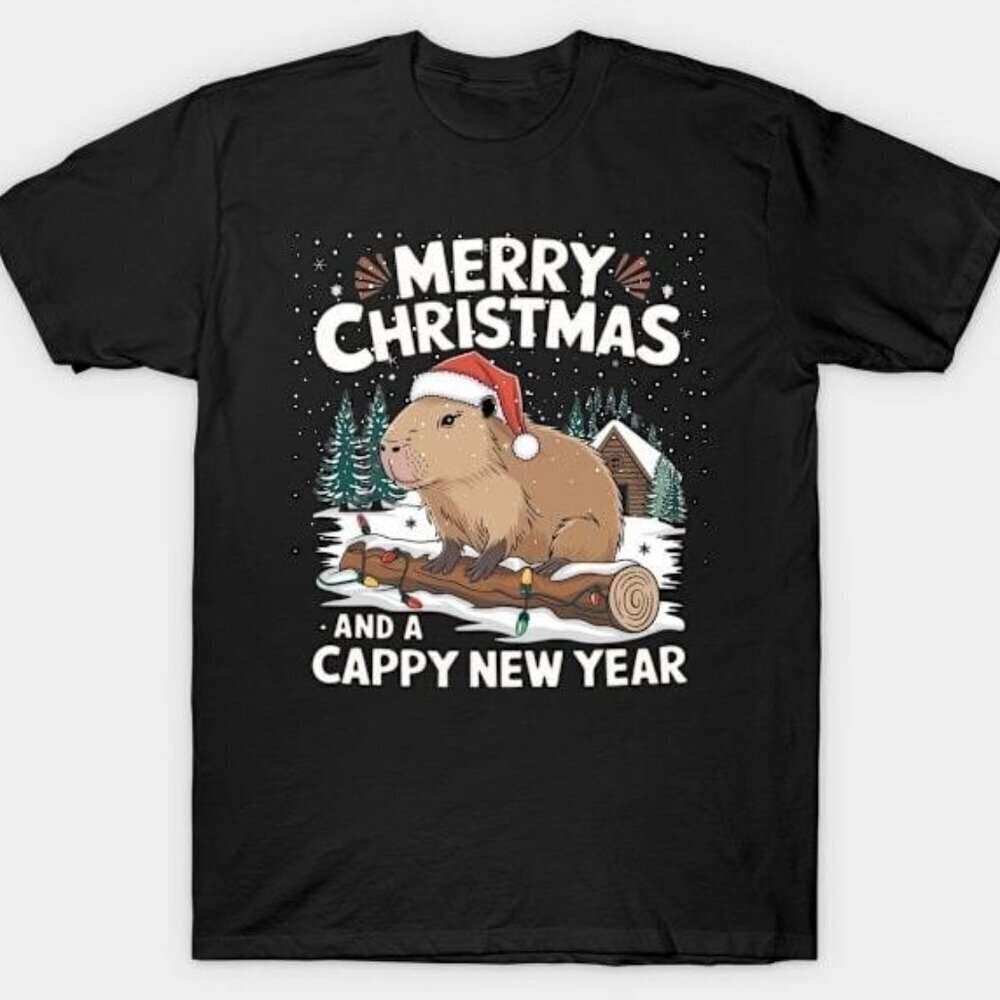 Merry Christmas and Cappy New Year Capybara T Shirt 152